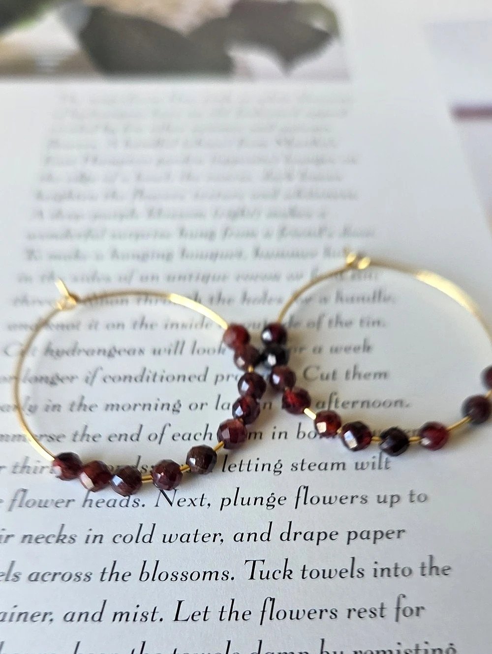 Handmade Natural Garnet Hoop Earrings